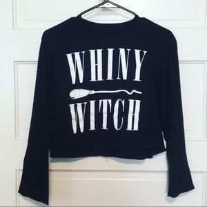 Whiny Witch /Black FreeCut Cropped CrewNeck Shirt